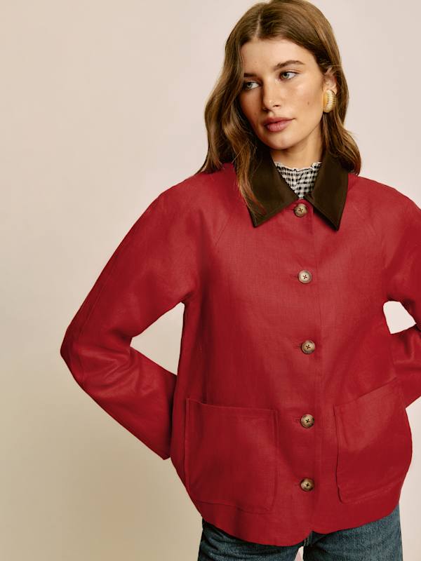 Lila Linen Jacket - Sundried Tomato